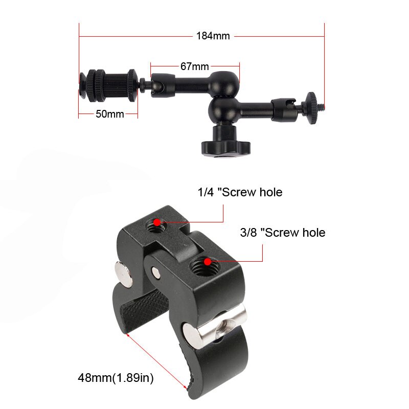 11in Magic Arm with Metal Fixing Clamp Anti-slip Adjustable Durable Kits for Camera DQ: Default Title