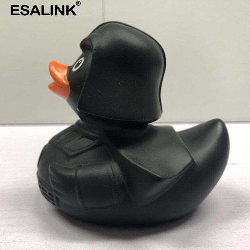 ESALINK 8Cm Baby Toys Floating Sound Rubber Duck Soldier Duck In Black Armor Bath Toys For Kids Puzzle Cognitive Toys For Girls