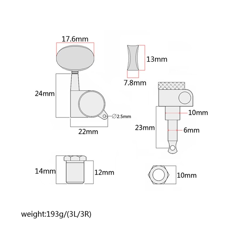 -chroom halfronde gitaar stemmechanieken gitaar stemmechanieken stempennen 3r 3l voor elektrische akoestische gitaar