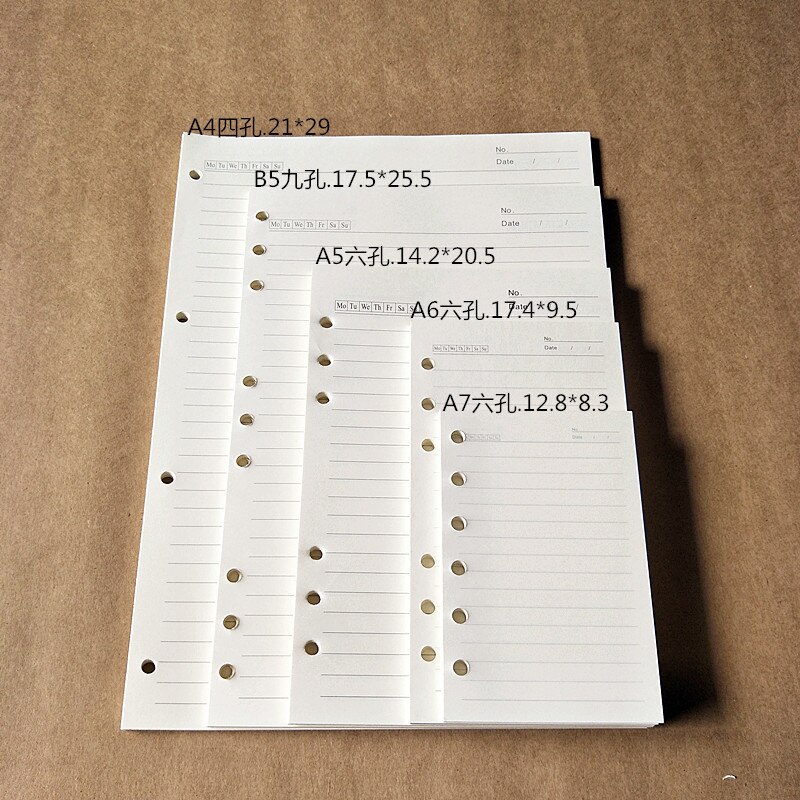 Coloffice A4 A5 B5 A6 A7 Loose-Leaf Notebook Inside Page Spiral Binder Planner Inner Page Paper Office Supplies 40pages