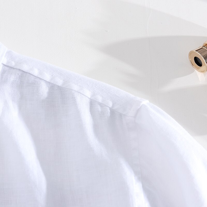 Linned sommer stribede skjorter til mænd kortærmede patchwork skjorte mænd afslappet turn-down krave toppe tøj