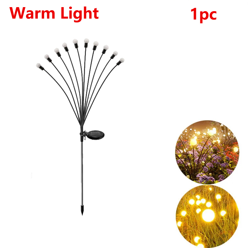 1 ~ 2 pçs luzes solares do jardim firefly luzes de assoalho ao ar livre 6/8/10led luzes jardim bola decorativa luzes para jardim decoração ao ar livre: ROSE / 0-5 W