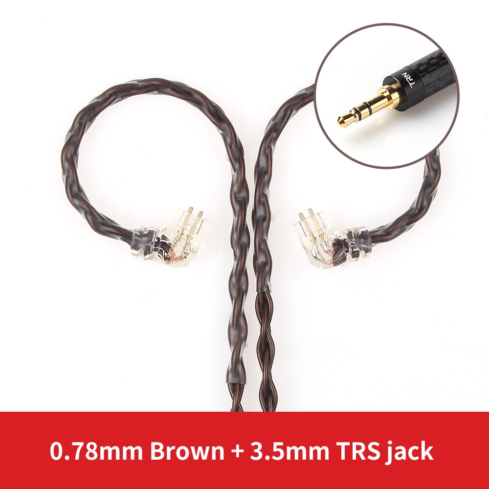 TRN T4 8 Core OCC Single Crystal Copper /3.5MM With MMCX/2PIN Connector Upgraded Earphones Cable For TRN V90 V80 V10 BA5 ST1: T4S 0.78 3.5 MM