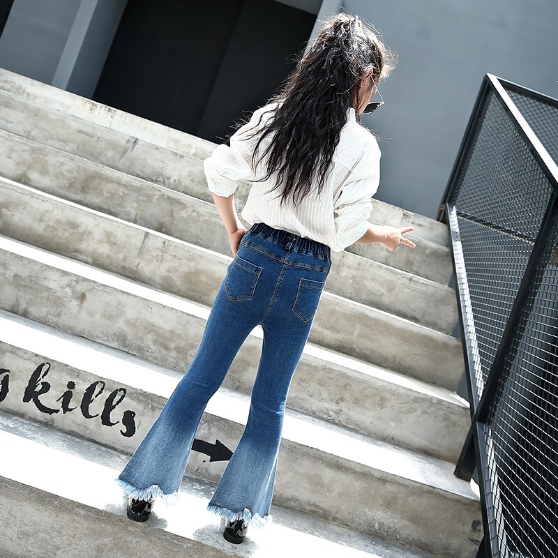 Jean à pattes d&#39;éléphant pour filles, pantalon en Denim bleu dégradé, jambes larges, vêtements pour enfants, collection printemps et automne