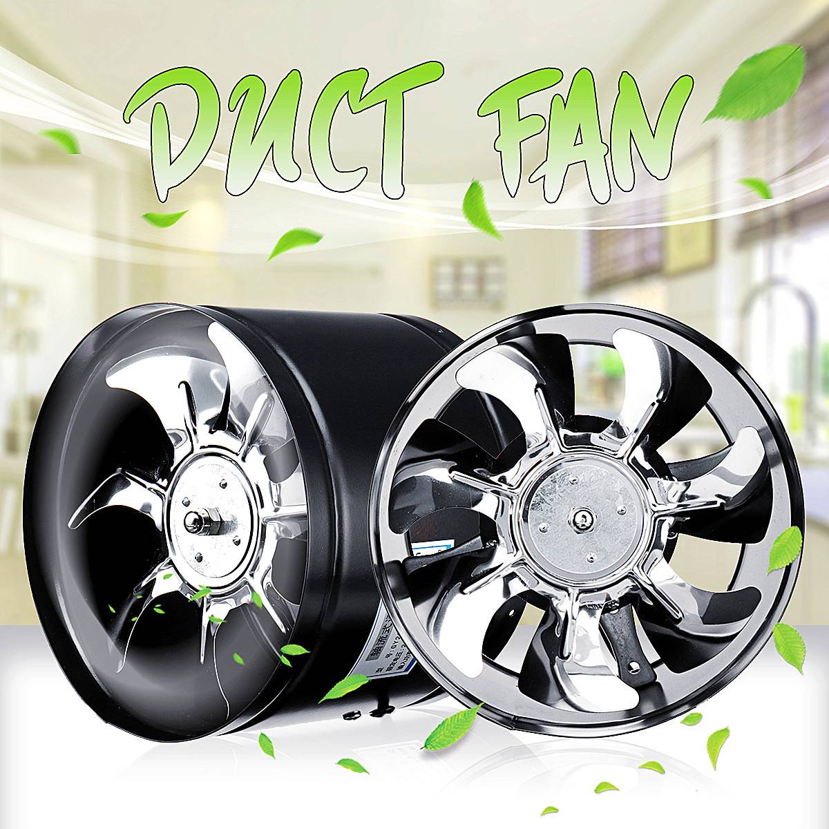 220V 8" Exhaust Fan Home Silent Inline Duct Fan Booster Bathroom Extractor Blower Pipe Air Ventilation System Kitchen Wall Fan