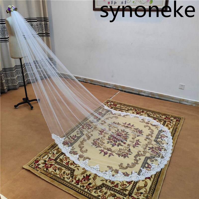3 metry długie welony ślubne długi welon ślubny z koronkowymi krawędziami z grzebieniem akcesoria ślubne panna młoda Mantilla welon ślubny