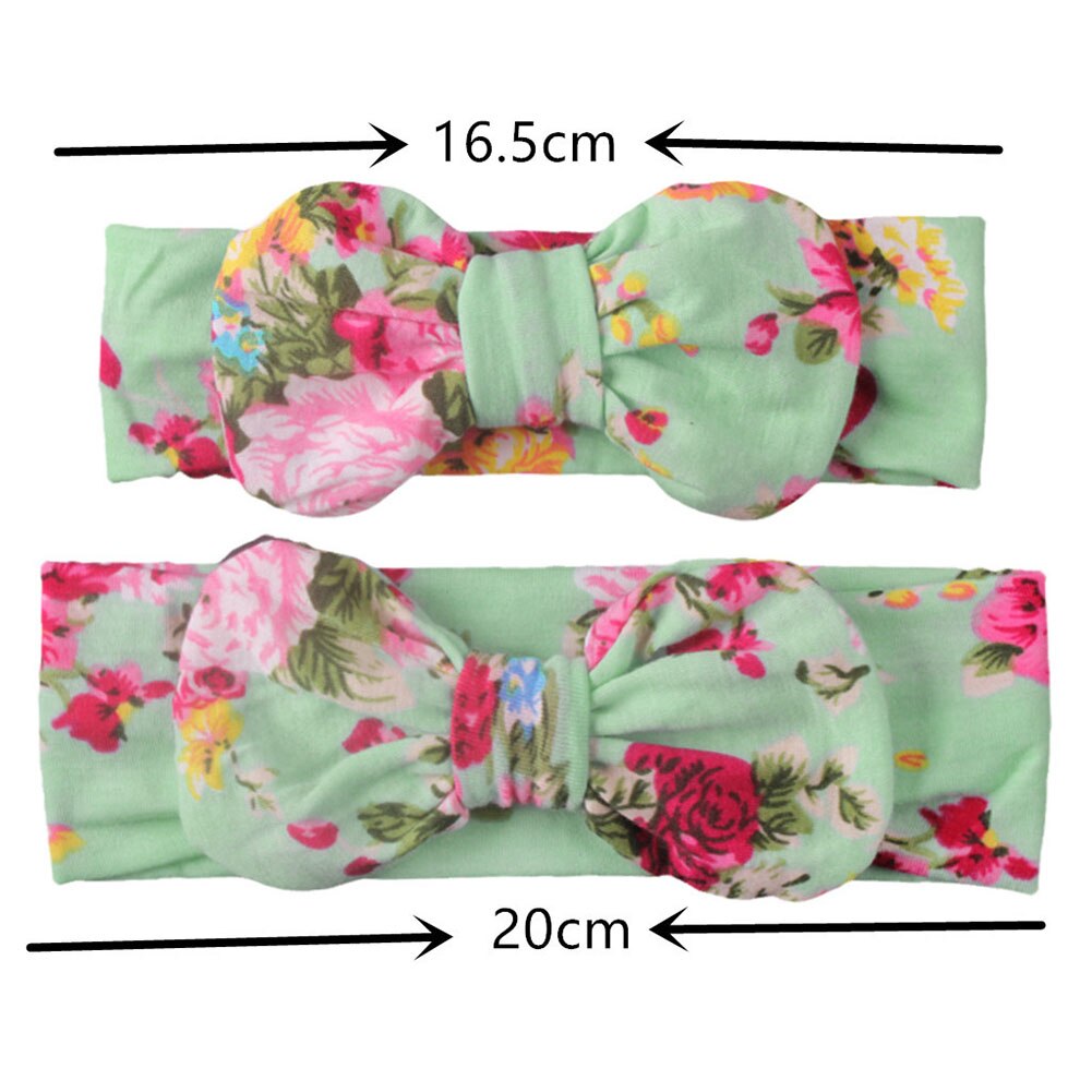 2 Stuks Moeder En Baby Hoofdbanden Strik Kruis Bloem Gedrukt Meisjes Haarband Elastische Mama En Me Tulband Ouder-Kind