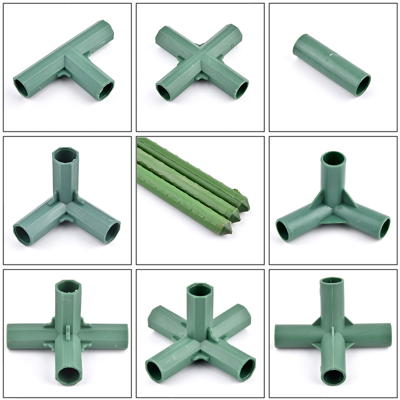 16mm Plant Flower Stand Connector Gardening Plant Stakes Edging Corner Connection Wardrobe Greenhouse Frame Building Fittings
