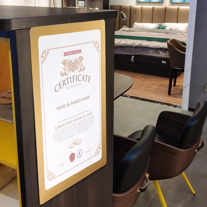 Gummi magnetisk selvklæbende rammer klistermærke guld sort sølv  a3 a4 billede foto certifikater ramme kontor butik plakat ramme