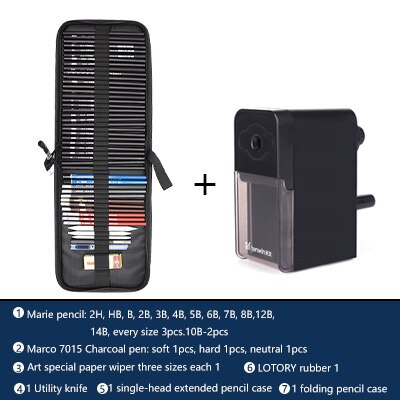 Sketch Drawing Pencil Set Pack Painting Pencil Bag Tool Sketch Pen School Art Writing Stationery Supply 7401: set72-8019