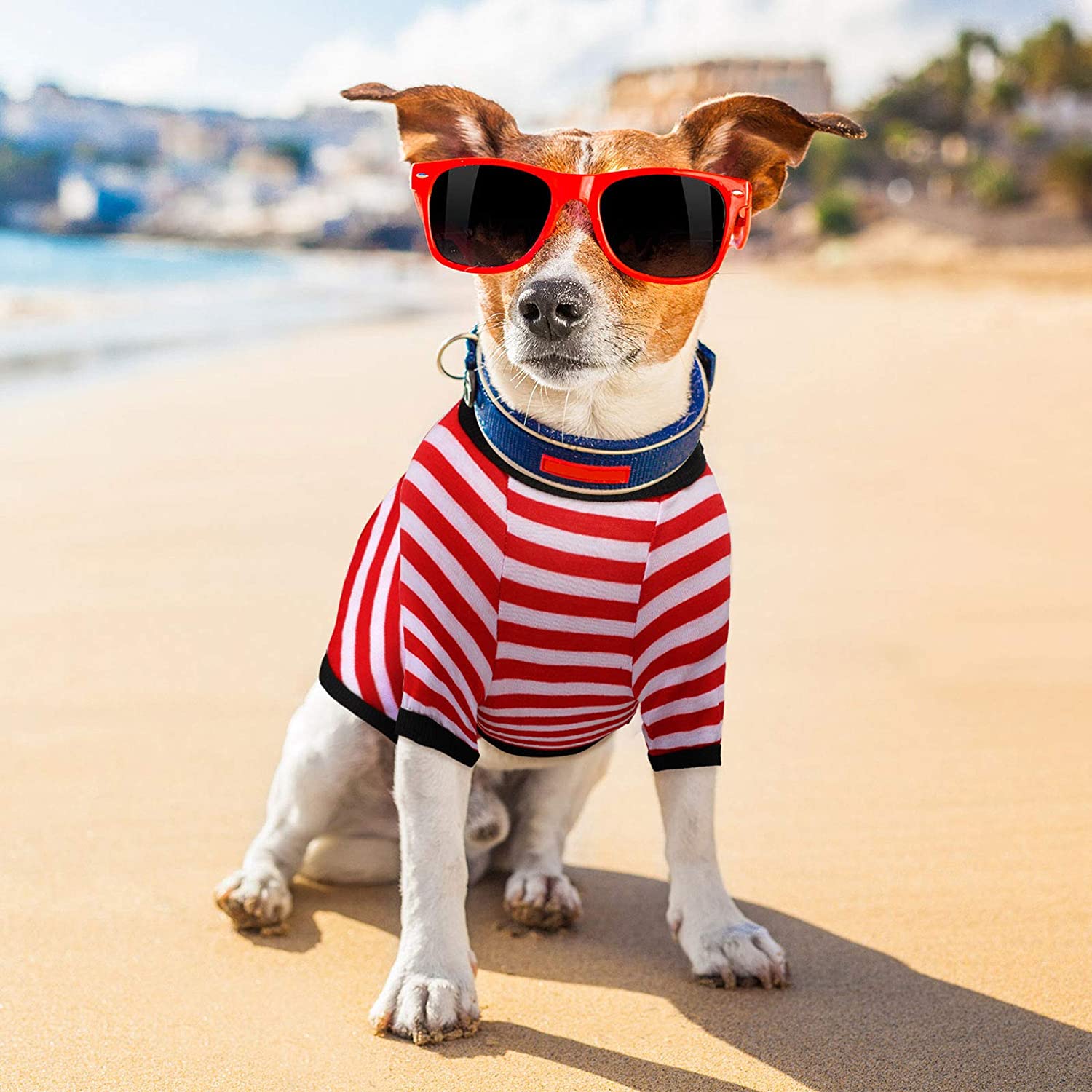 Gestreept honden-T-shirt voor kleine middelgrote honden Katten Puppy Katoenen shirt met korte mouwen Hond Zomerkleding Franse Bulldog Terrier