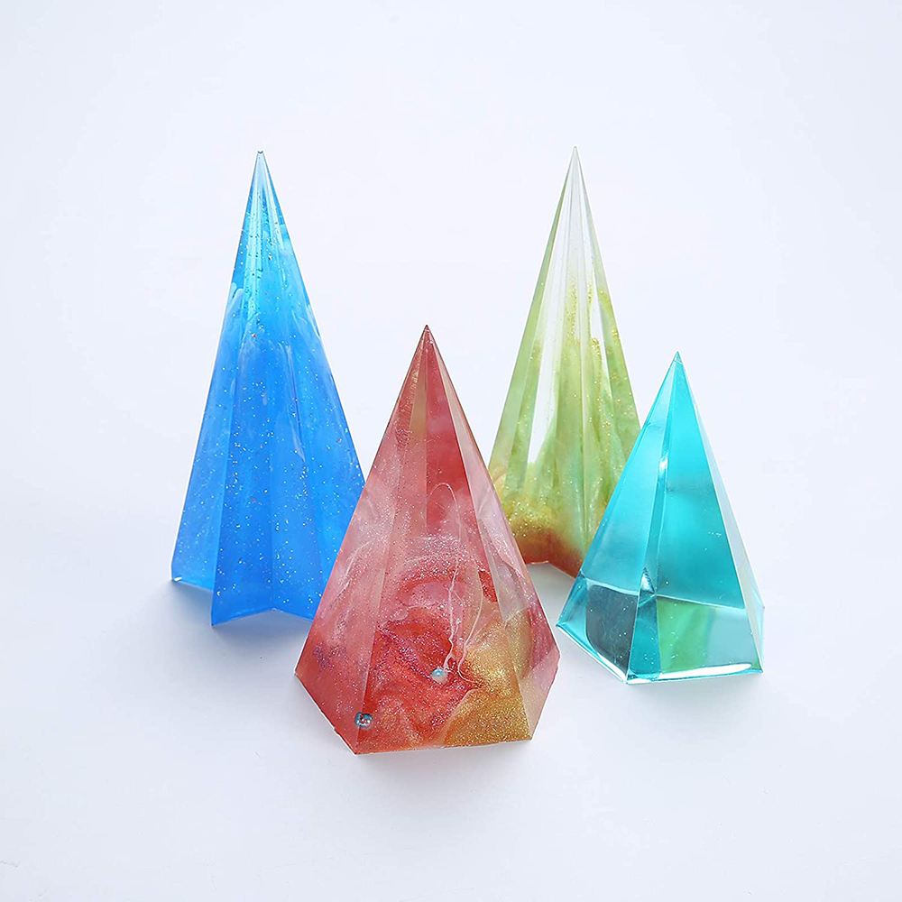 Molde de cono Hexagonal de silicona para manualidades, molde de cono Pentagonal, moldes transparentes y flexibles para fundición con resina, cemento y vela
