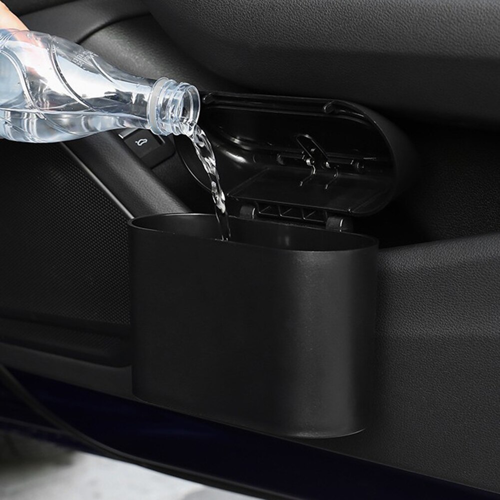 Cubo de basura Universal para coche, contenedor de basura con tapa abatible, organizador Interior, almacenamiento automático, contenedor de basura, accesorios