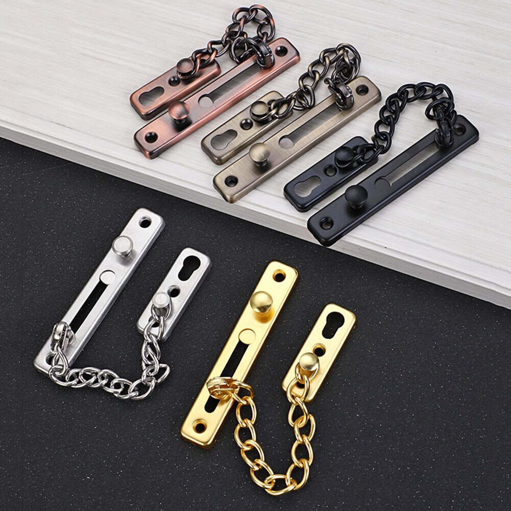 Stainless Steel Door Chain Bedroom Kids Safety Door Bar Lock Anti-theft Hotel Anti-lock Buckle Insurance Door Bolt with Screws