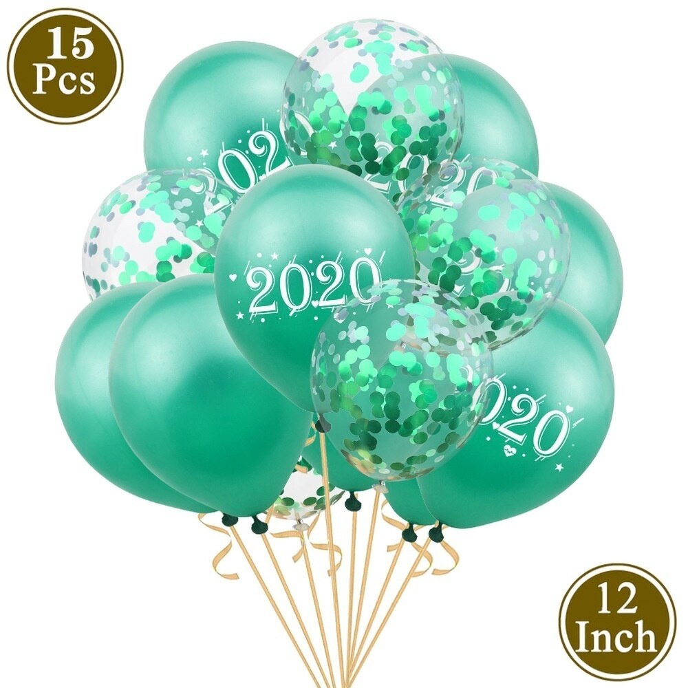 15pcs Printed Balloons Rose Gold Number Latex Confetti Balloons Happy Year Wedding Birthday Party Decorations 83D