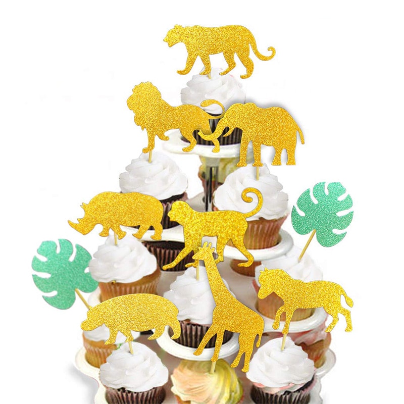 Safari Jungle Animal Baby Shower first 1st 2th 3rd 4th wild one birthday Party boy girl Decoration table centerpiece cake topper