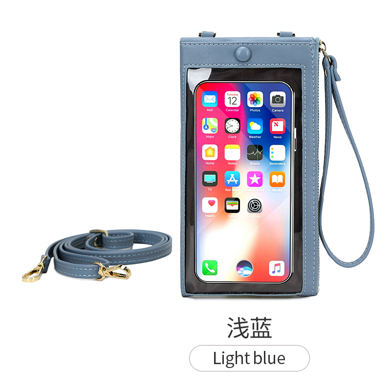 Handtasche mit touchscreen-funktion, großes fassungsvermögen, einfarbige umhängetasche, multifunktionale handtasche mit schultergurt: Blau