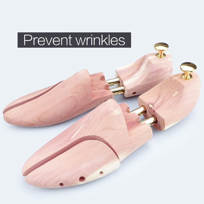 1 Pair Twin Tube Red Cedar Wood Adjustable Shoe Shaper Men's and Women's Shoe Tree Stretcher Keeper Anti-wrinkle