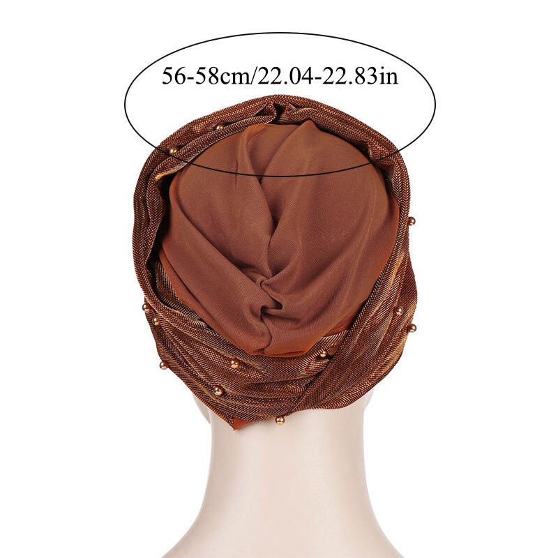 Shiny Pearl Head Scarf for muslim women turban bonnet hijab Caps white pearl Inner hijabs femme musulman arab wrap turbantes