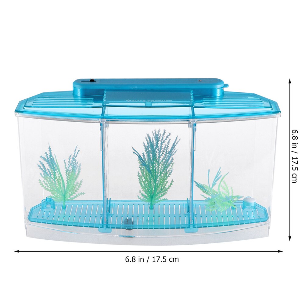 Mini Fish Tank Self-Cleaning Desktop Mini Ecological Goldfish Tank Square Hatching Seedlings Aquariums for Home Shop (Purple)