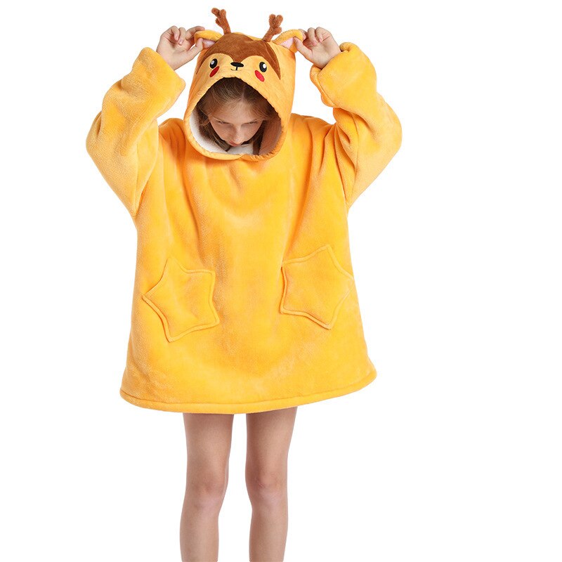 Kigurumi-Pijama Infantil de franela con capucha para niña y niño, ropa de dormir suave y cálida, con estampado, de invierno: 11