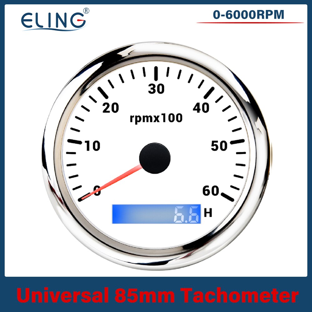 ELING 85mm Tachometer 0-3000 RPM 0-4000 RPM 0-6000 RPM 0- 7000 RPM 0-8000RPM LCD Stunde Meter Mit 7 Farben Hintergrundbeleuchtung Für Auto Stiefel: 6KWS