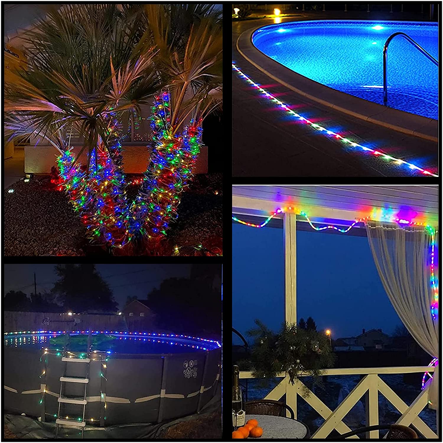 Guirnalda de Año , tubo LED, luces de hadas de cuerda, guirnalda impermeable con pilas, 150 LED para decoración navideña interior y exterior