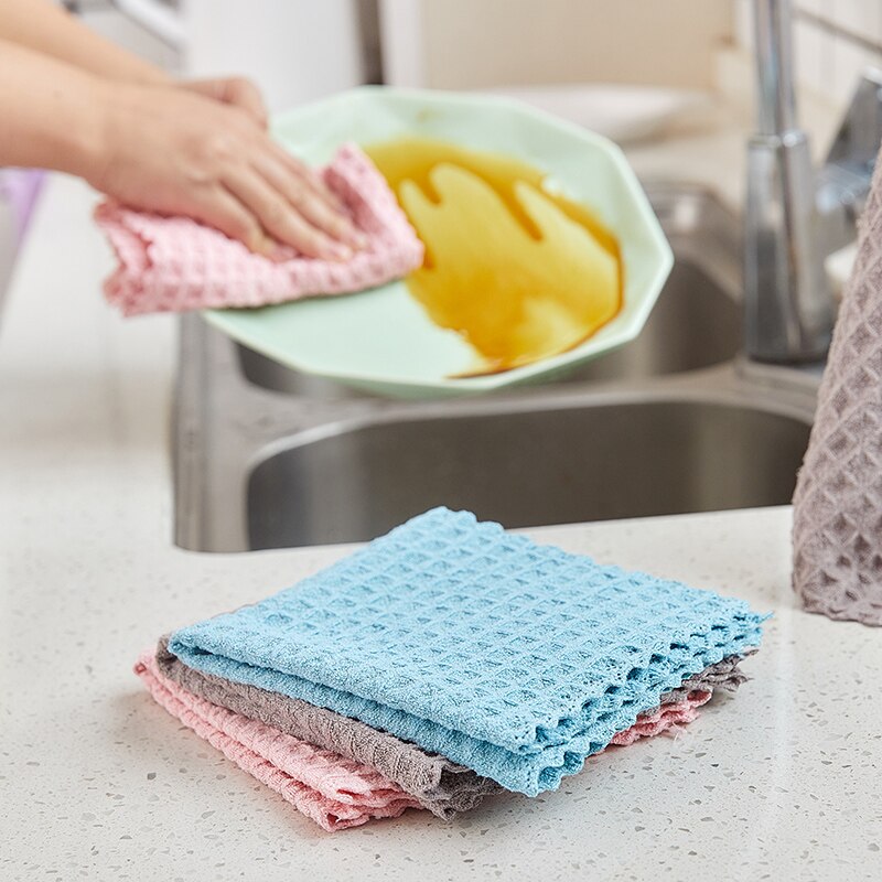10PCS 30*30cm Car Glass Floor Cleaning Cloth Microfiber Waffle Weave Kitchen Towels Super Absorbent Dishcloth Magic Rags