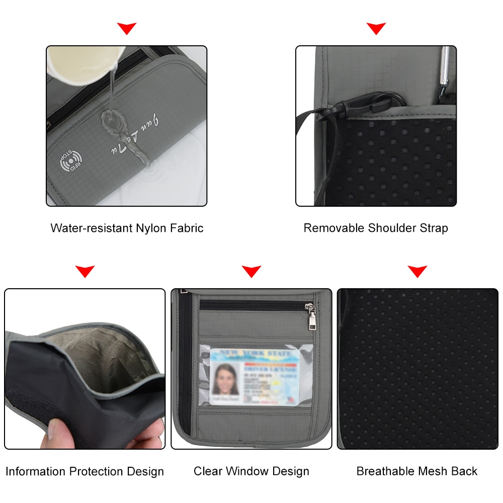 Nacken Beutel Reisen Beutel Nacken Brieftasche mit RFID Blockierung Reisepass Halter dokumentieren Organizer Tasche Karte Tasche für Männer Frauen