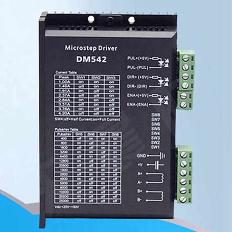 2Pcs DM542 Stepper Motor Controller 2 Phase Digital Stepper Motor Driver for 57 Series Motor