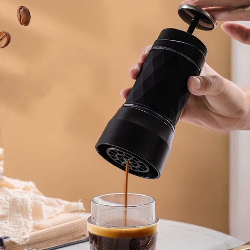 Manual Coffee Machine Portable Espresso Coffee Maker Outdoor Travel Hand Press Powder/Capsule Coffee Machine