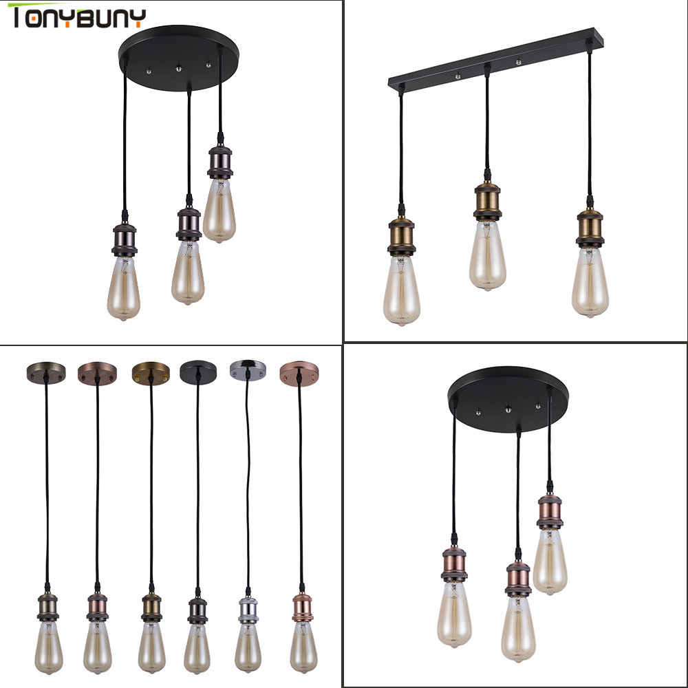 Retro Industriële Loft LED Bar Hangende Lamp E27 Socket hanglampen Aluminium Eetkamer Hangende Verlichting Keuken Opknoping Lampen