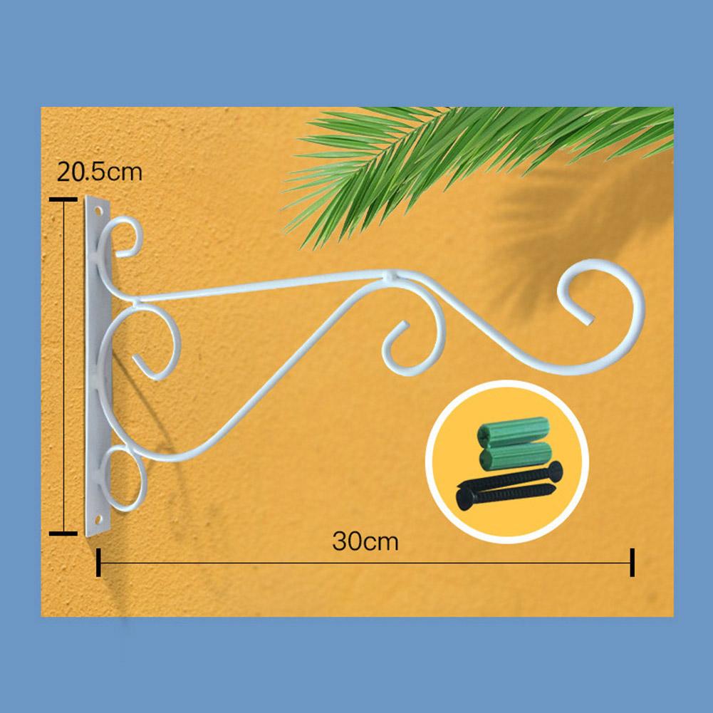 Gancho de hierro forjado montado en la pared para macetas, estante decorativo para macetas, cesta colgante, manualidades de arte para jardín: Blanco