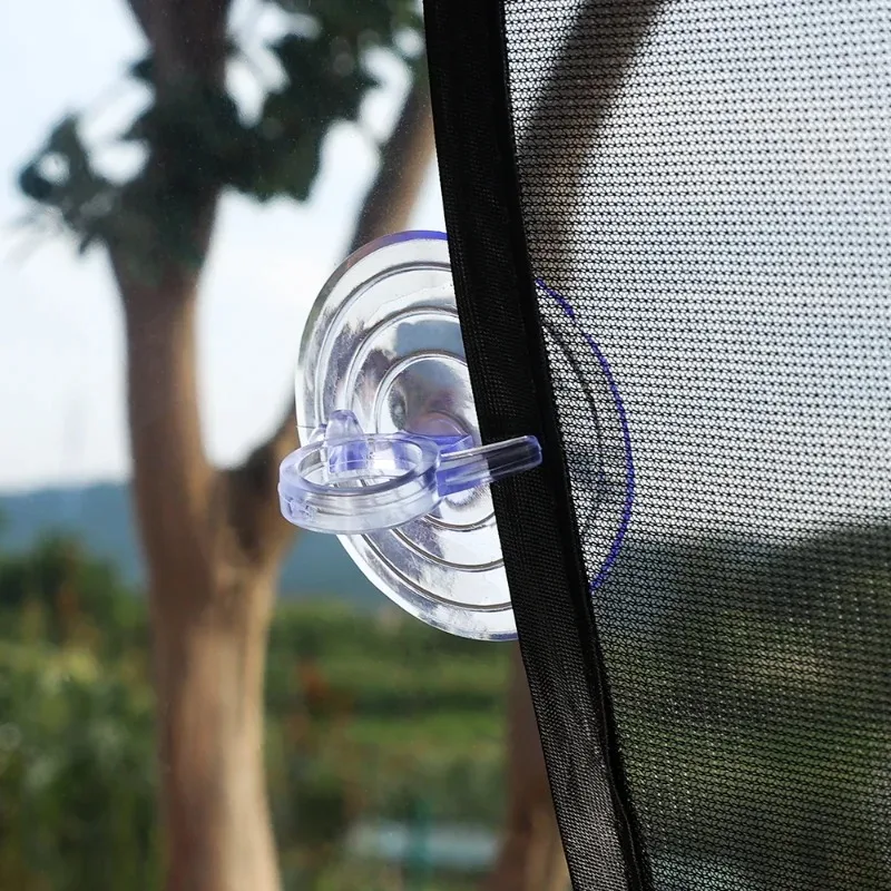 Ventosa de fijación para parasol de coche, 10 Uds., 45mm, ventosa de goma negra/transparente, gancho de ventosa, accesorios de sujeción con Clip para coche