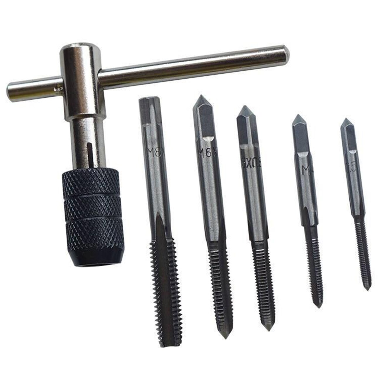 6Pcs Screw Tap Wrench Set Threading Tapping Hand Tool Kit Reversible Screwdriver Tap Holder T-Shaped M3 M4 M5 M6 M8 Wrench: Default Title