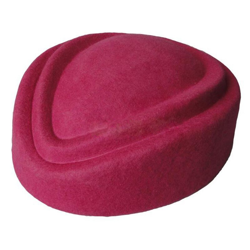Gorro de lana pura , sombrero para azafata de 7cm de altura, pasador sólido, sombrero de cóctel, boina, Base para sombrero de mujer: Hot Pink