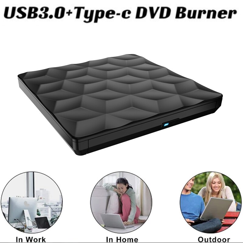 External CD DVD Drive USB 3.0+TYPE-C CD DVD Burner CD DVD Player for Laptop Mac Desktop Mac OS Windows10/8/7: Default Title