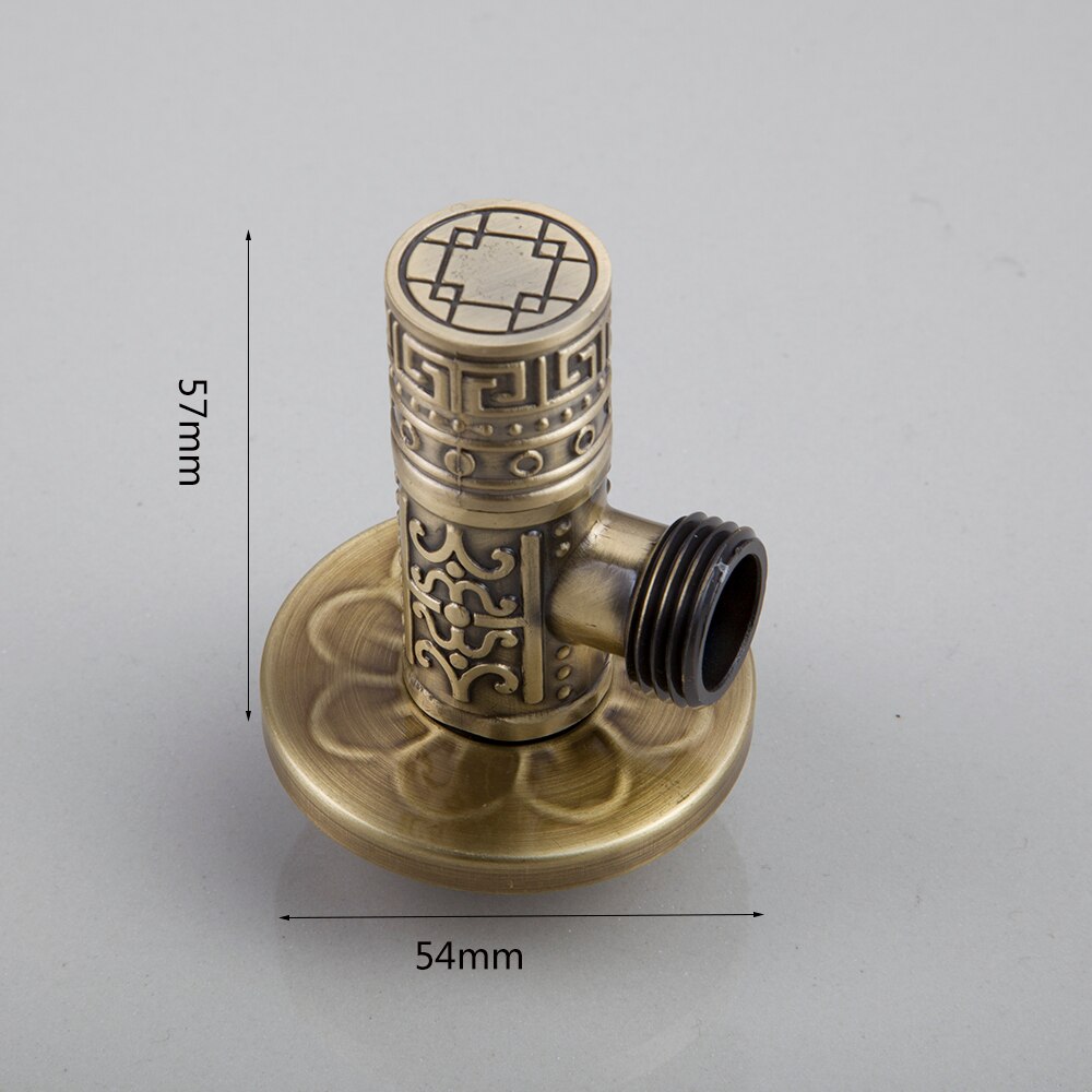 JIENI Solid Brass Antique Brass Bathroom Control Valve Angle Stop Valve 1/2 Male Thread Water Outlet Faucet Accessories: 04