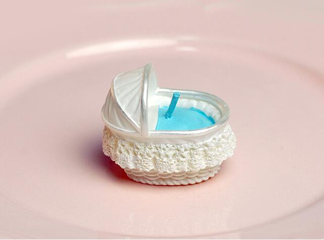 Basinet korg vagga formad rökfritt ljus baby shower dop fest favor barn
