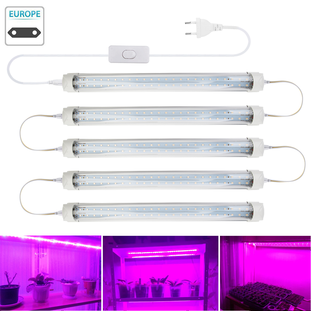 5 Pcs T8 Grow Light Tubes Full Spectrum Vegetables Flowers Plants Grow EU 600W Grow Light T8 Grow Light Bulbs