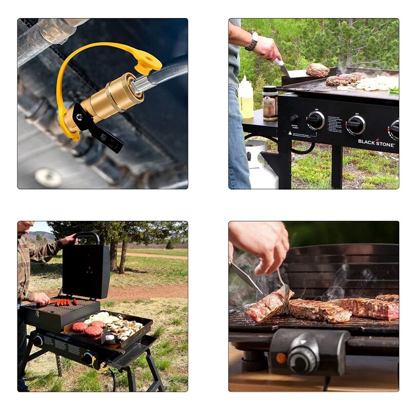 6Pcs Propane Quick Connect Fittings Adapter Shutoff Valve 3/8Inch Flare X 1/4Inch NPT Male Pipe Fitting To Heater