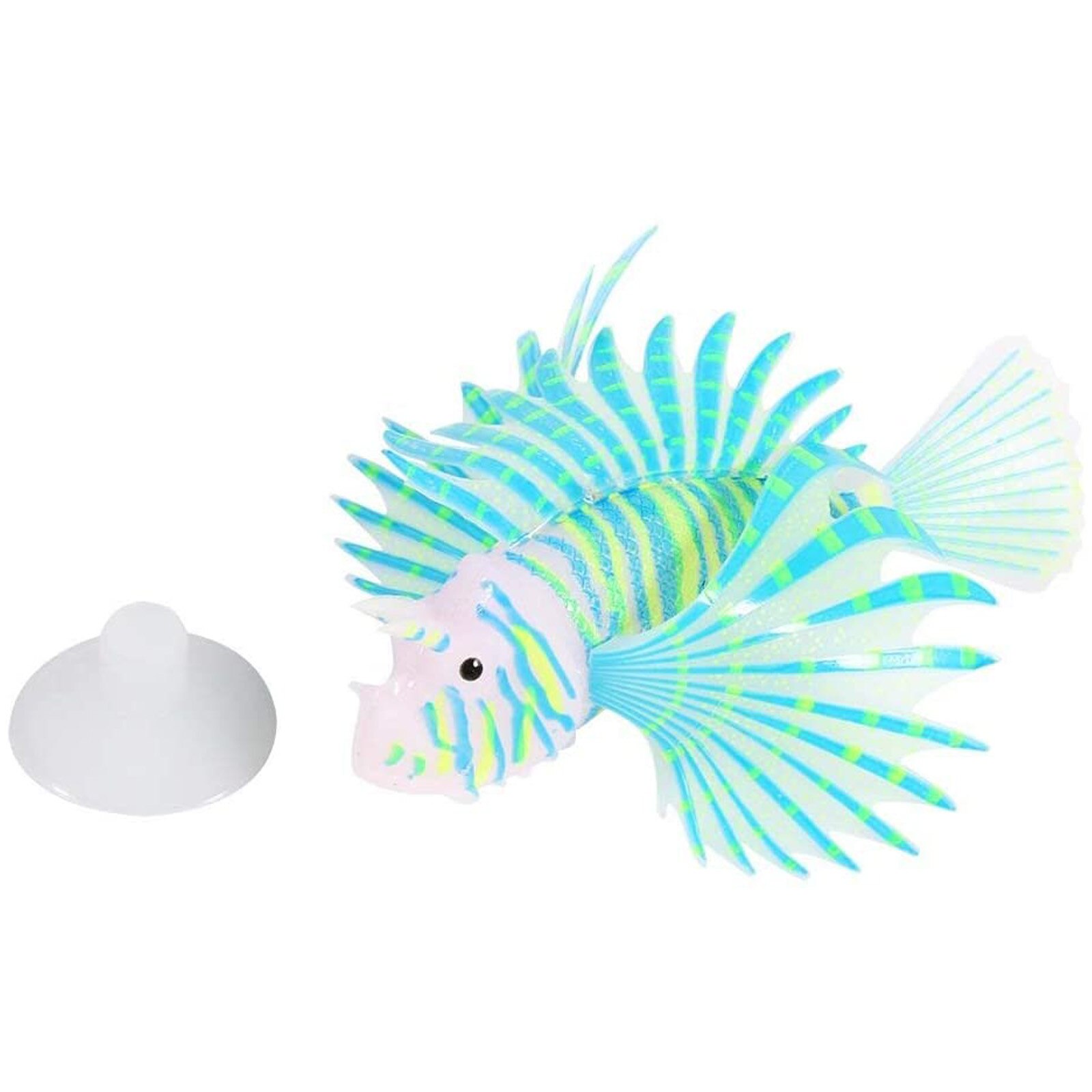 Aquarium Artificial Luminous Lionfish Fish Tank Aquatic Landscape Silicone Jellyfish Fish Glow In Dark Underwater Ornament: Blue 