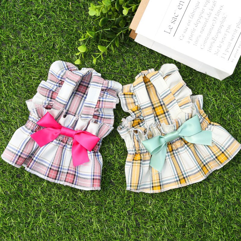 Bowknot Dog Wedding Dress Cat Puppy Small Dog Clothes Yorkshire Bichon Poodle Pomeranian Shih Tzu Costumes Pet Clothing Summer