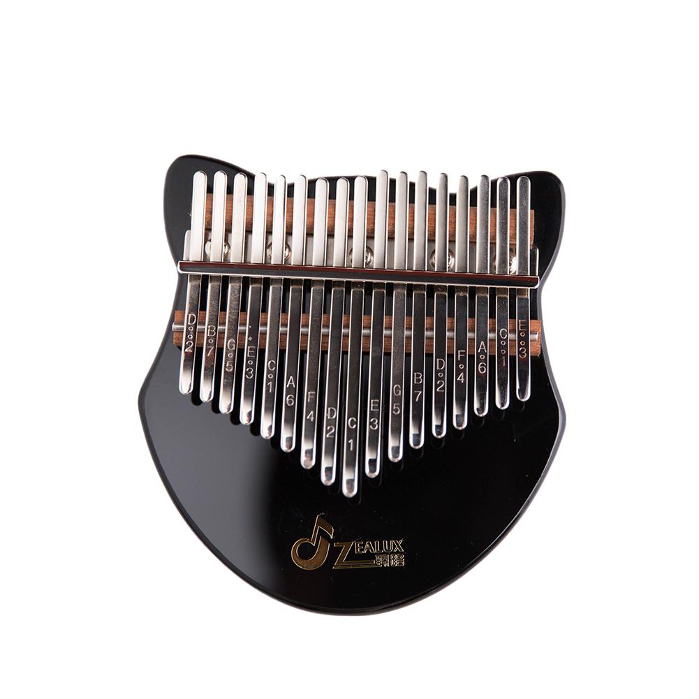 Kalimba de acrílico de 17 teclas, Piano de pulgar transparente negro Mbira Sanza, teclado de Piano de pulgar, instrumento Musical, martillo de afinación