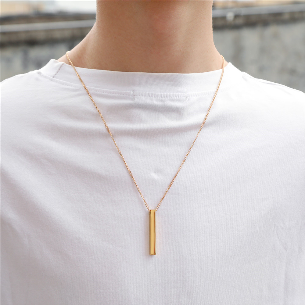 Classic rectangular pendant necklace for men, stainless steel, black color, cuban chain necklace for men, jewelry 2022: 1-55cm