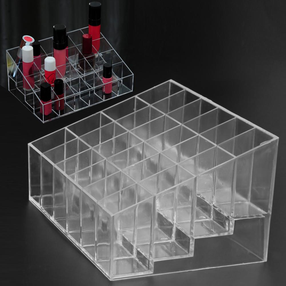 Estuche de acrílico transparente para 24 cosméticos, expositor de esmalte de uñas, estante vacío, organizador de joyas y cosméticos