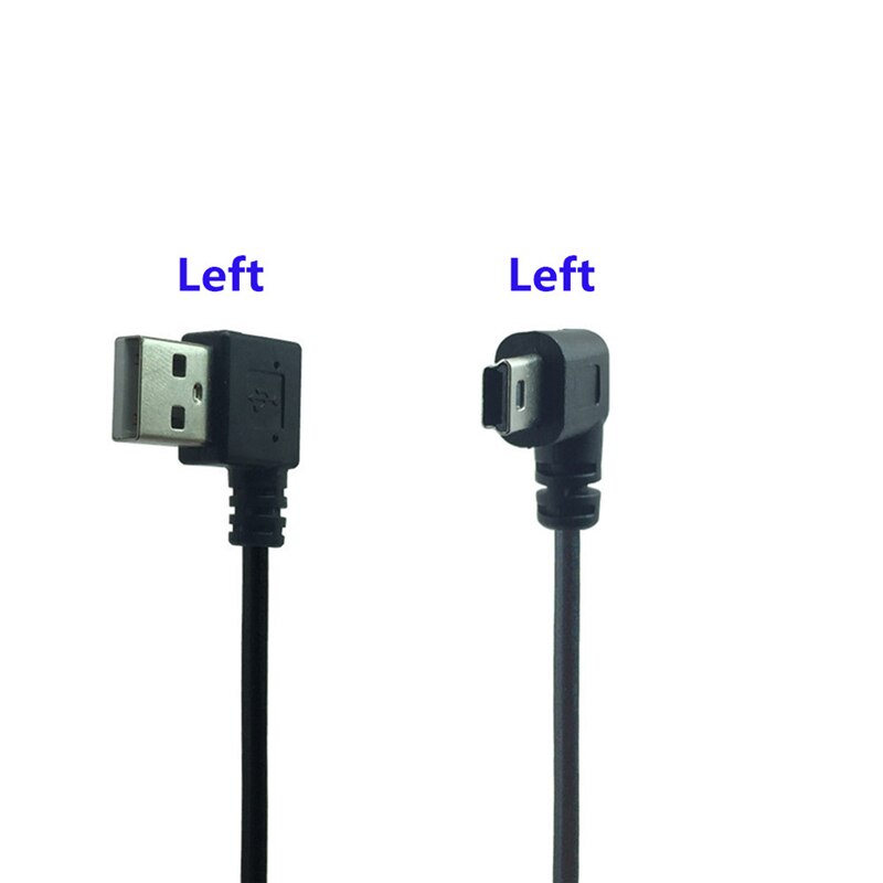 Mini USB macho 90 grados izquierda en ángulo a USB macho en ángulo recto Cable sincronizar datos carga 0,2 m: 1