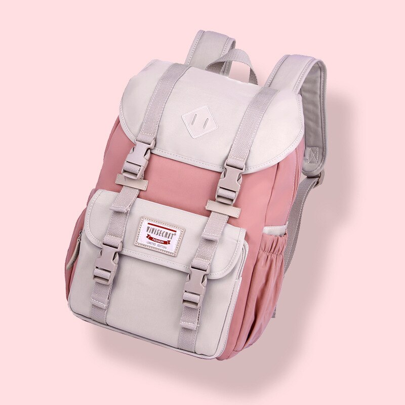 Gagacia School Rugzak Tas Voor Jongens Tiener Meisjes Flap Pocket Anti-Diefstal Rugzakken College Stijl En Ademend Kids Tassen: Pink-Gray