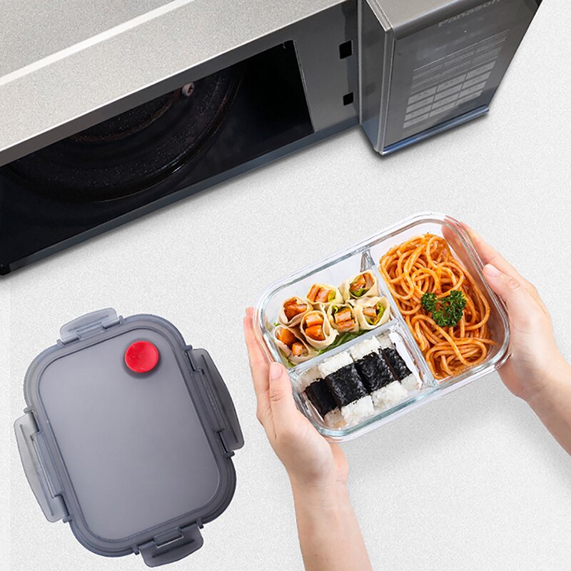 ONEUP Glass Insulated Lunch Box With Compartments Leakproof Bento Box Microwave Oven Box Kitchen Meal Storage Box