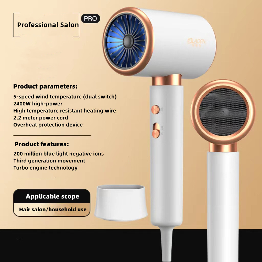 Generation High-Speed Hair Dryer 2400W High-Power Blue Light Negative Ion Ultra Silent Recommended For Home Hair Salons